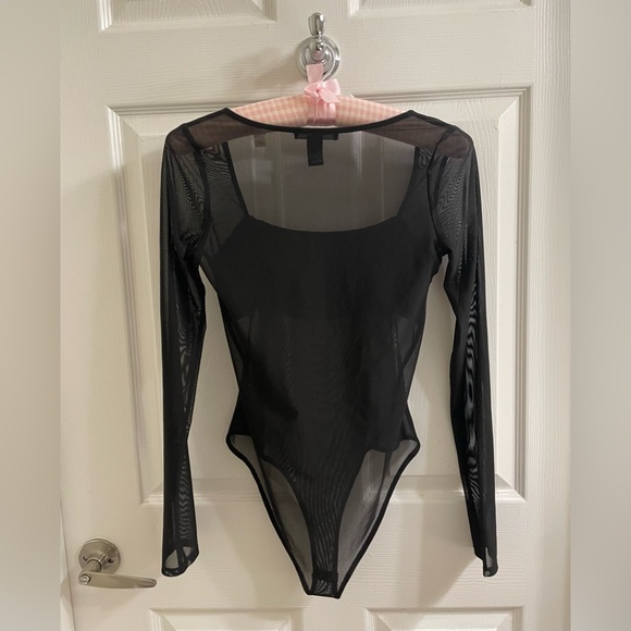 Forever 21 Black Sheer Bodysuit, M - Picture 6 of 7